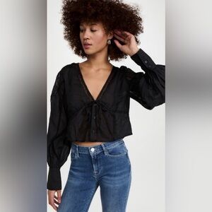 FRAME Inset Lace Empire Blouse